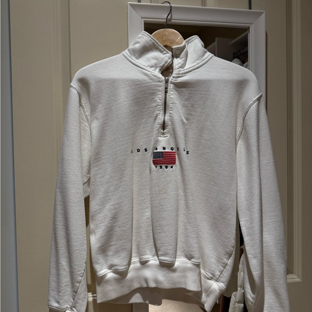Brandy Melville White Crew Neck Sweater Soft Cotton Blend